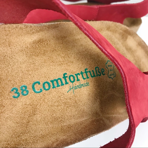 Comfortfusse Felecia Red Leather Cork Sandals 38 - Picture 9 of 10